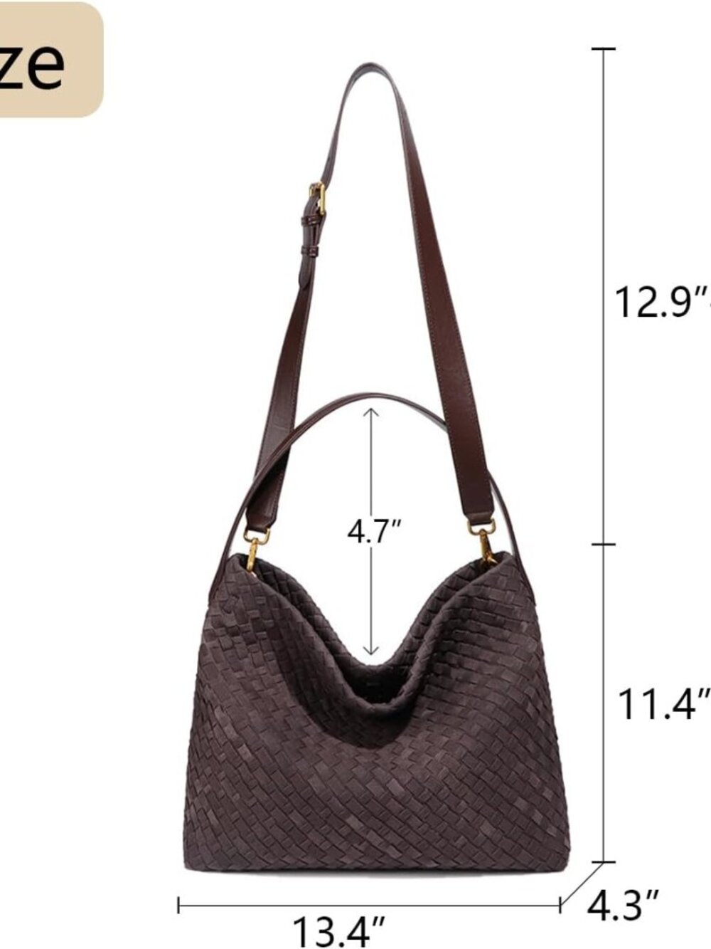 Women's Braided Suede Tote Bags Slouchy Shoulder Bag Trendy Crescent Satchel Pur - Picture 6 of 6
